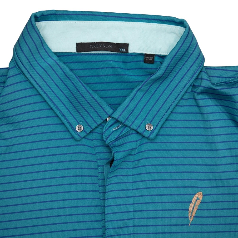 Greyson Golf Polo Mens XXL Blue Striped Performance Shirt Luxury Athleisure